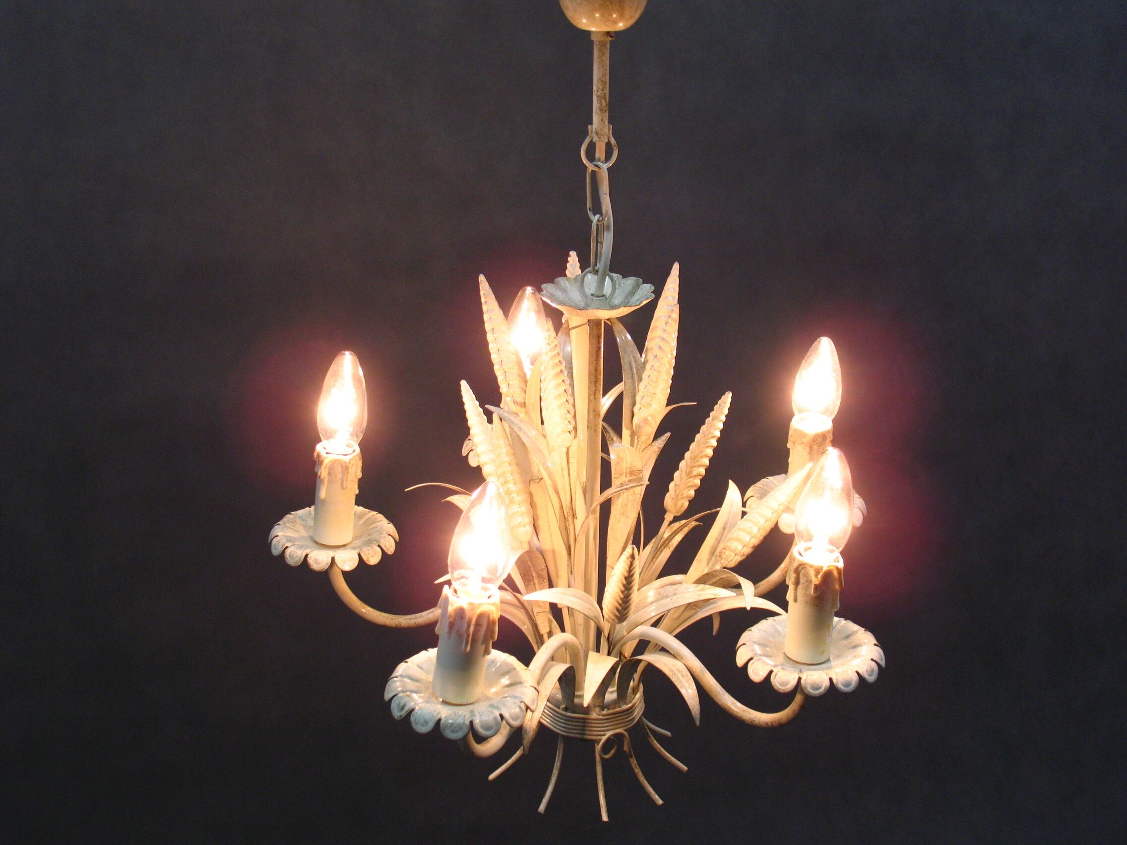 Lustre floral Hollywood Regency, années 1970