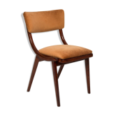 Mid-Century Modern Bumerang Chair, Brown Beige Velvet, Poland, 1960s