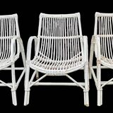Set of 3 rattan armchairs from the 1970s