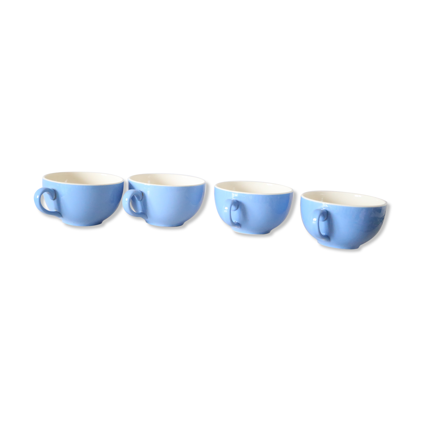 Ensemble de 4 tasses bleue et beige Villeroy et Boch vintage