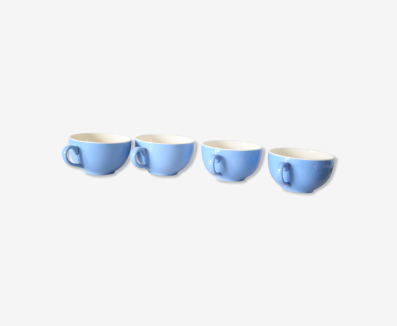 Ensemble de 4 tasses bleue et beige Villeroy et Boch vintage