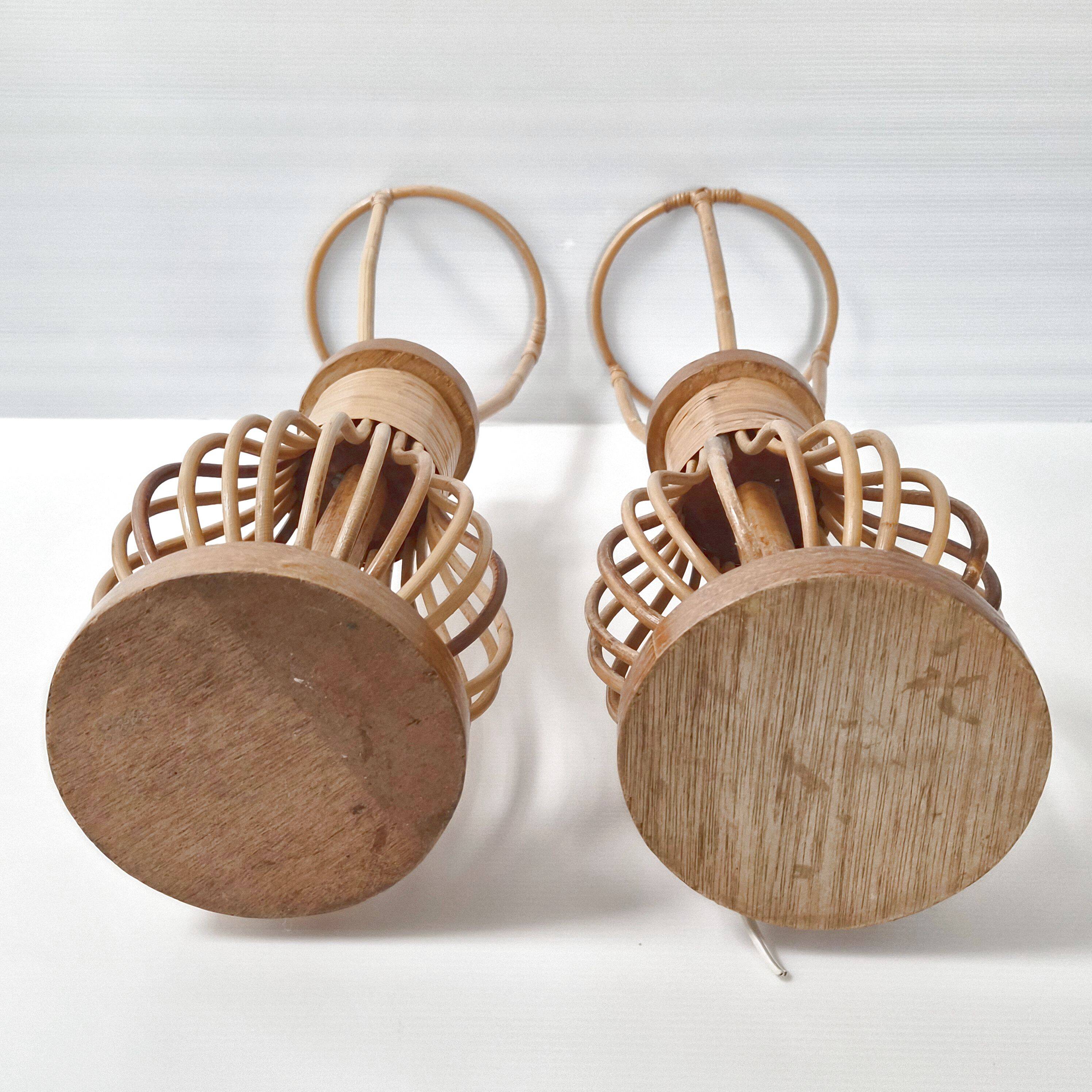 Pair of vintage rattan lamps 1960