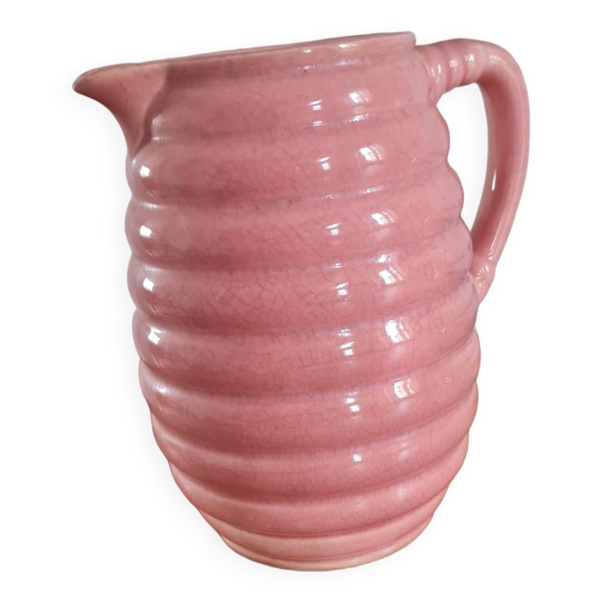 Glazed stoneware pitcher