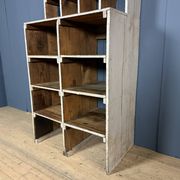 Large old industrial wooden workshop pigeonhole cabinet