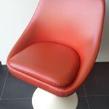 Chaise baquet vintage orange (plastique + cuir)