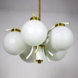 Lustre en laiton à 5 bras du milieu du siècle