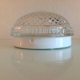 Round ceiling lamp in structured glass/vintage 60s-70s