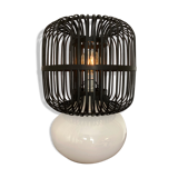 Opaline and rattan laying lamp