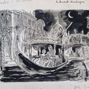Ink and ink wash on paper - venice was in love jacques boullaire (1893-1976)