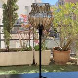 Table lamp with an old vintage golden lampshade