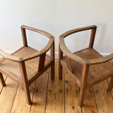 Pair of solid wood armchairs