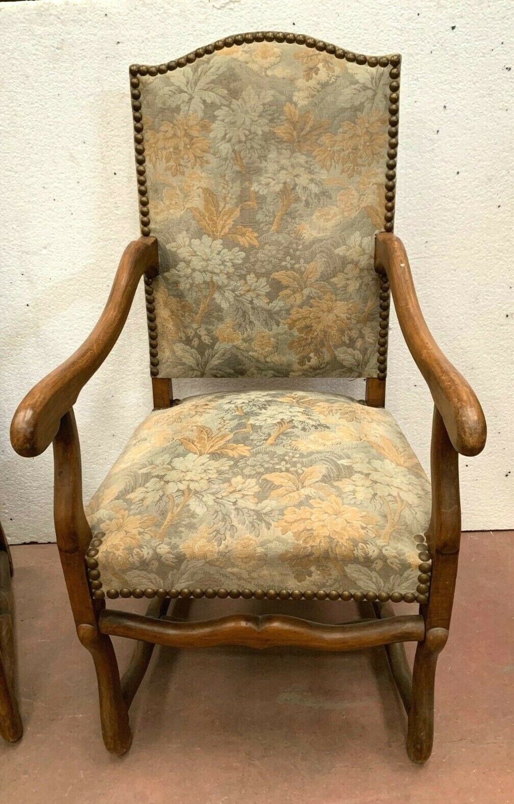 Pair of renaissance style armchairs in tinted beech XX century