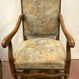 Pair of renaissance style armchairs in tinted beech XX century