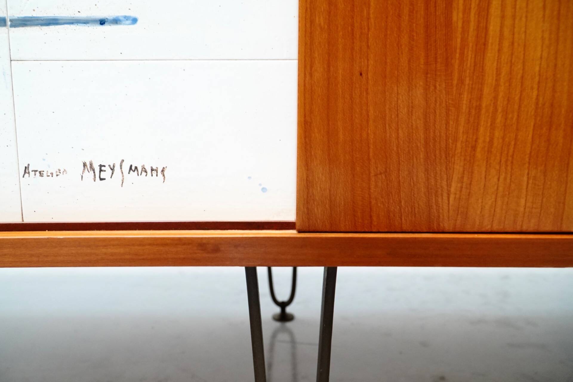 Alfred Hendrickx, Sideboard with Ceramic Art by Willy Meysmans