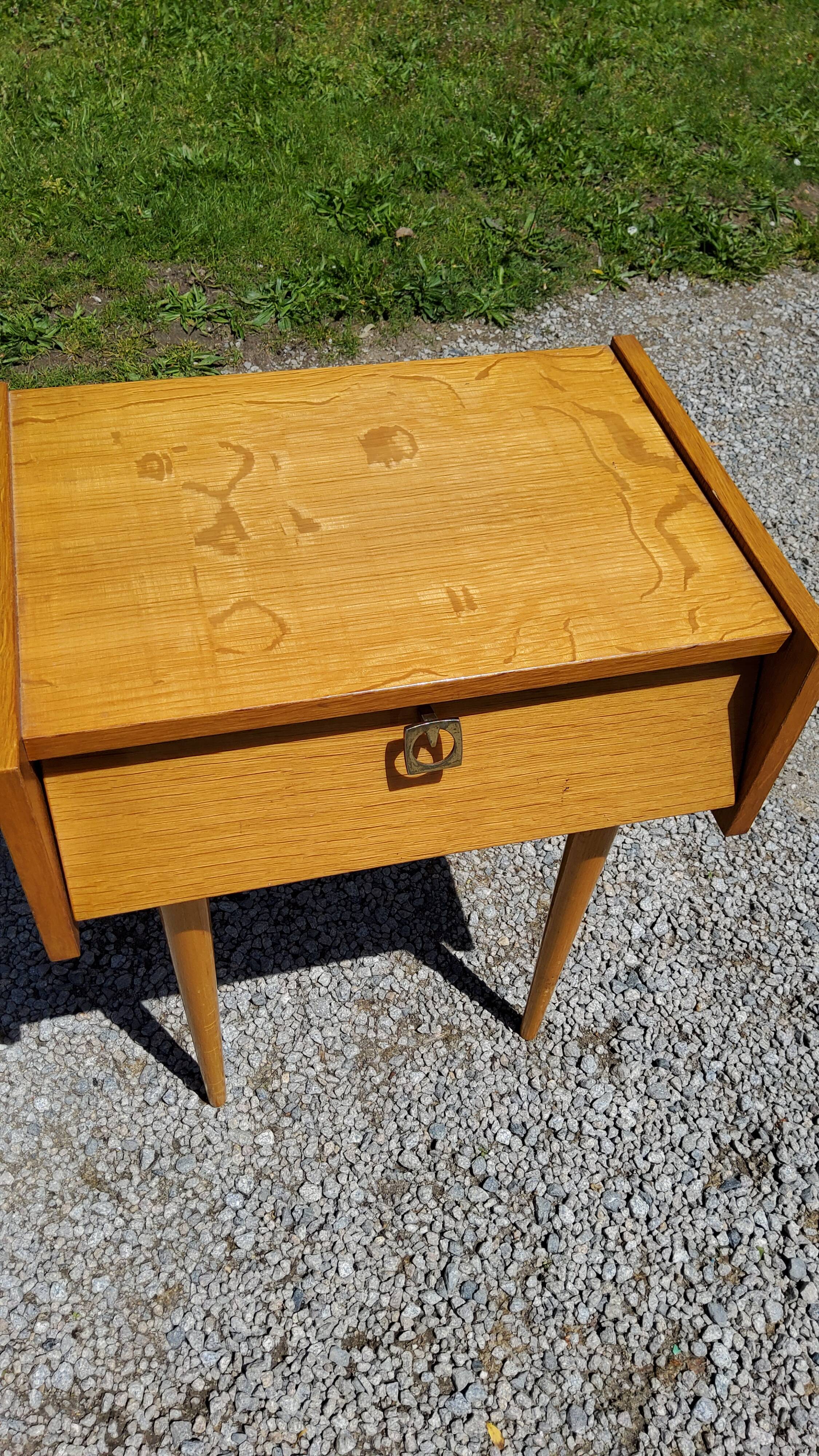 Bedside table in blond oak 1950