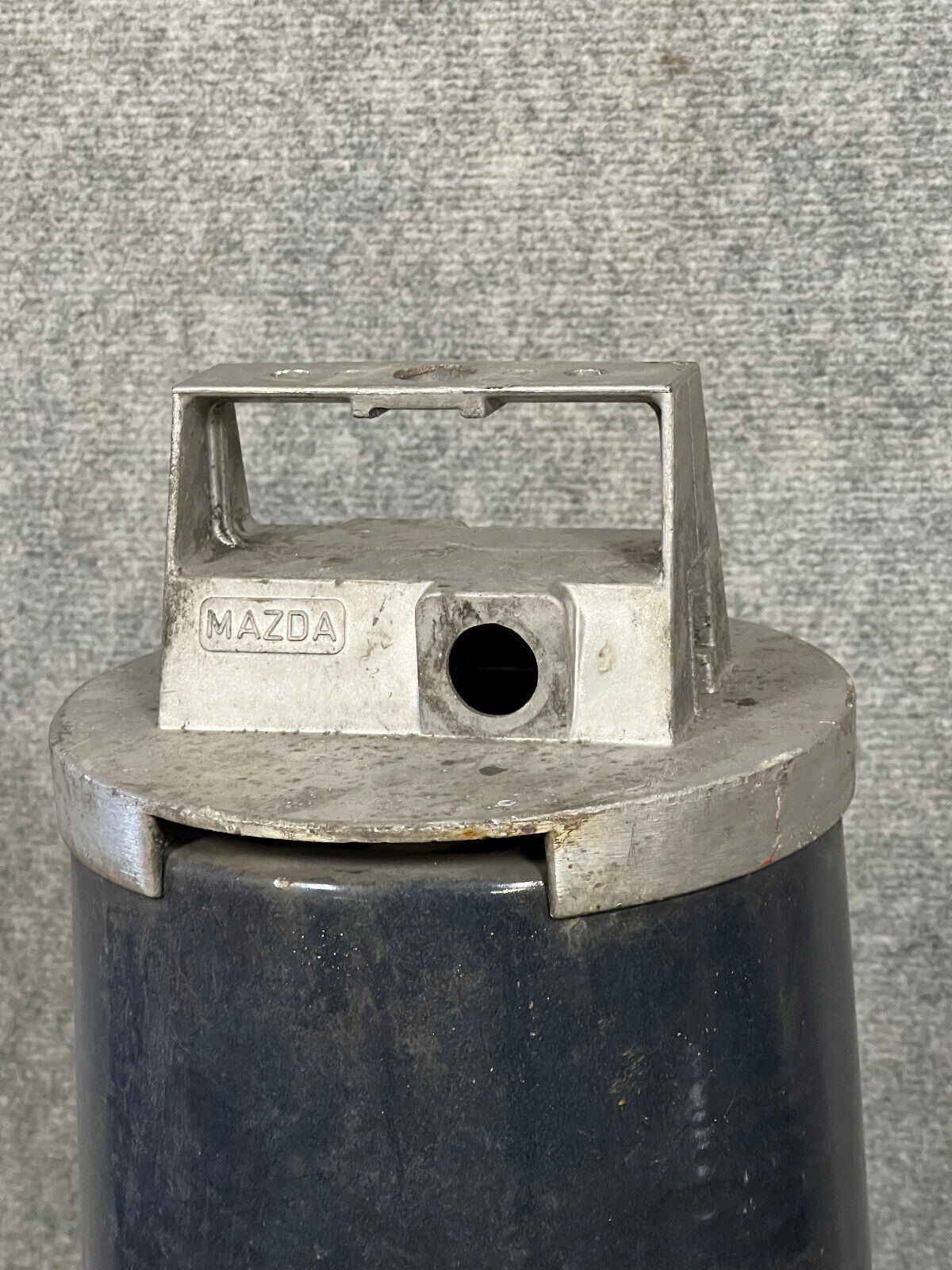 Pair of Mazda industrial suspension lamps in lacquered sheet metal