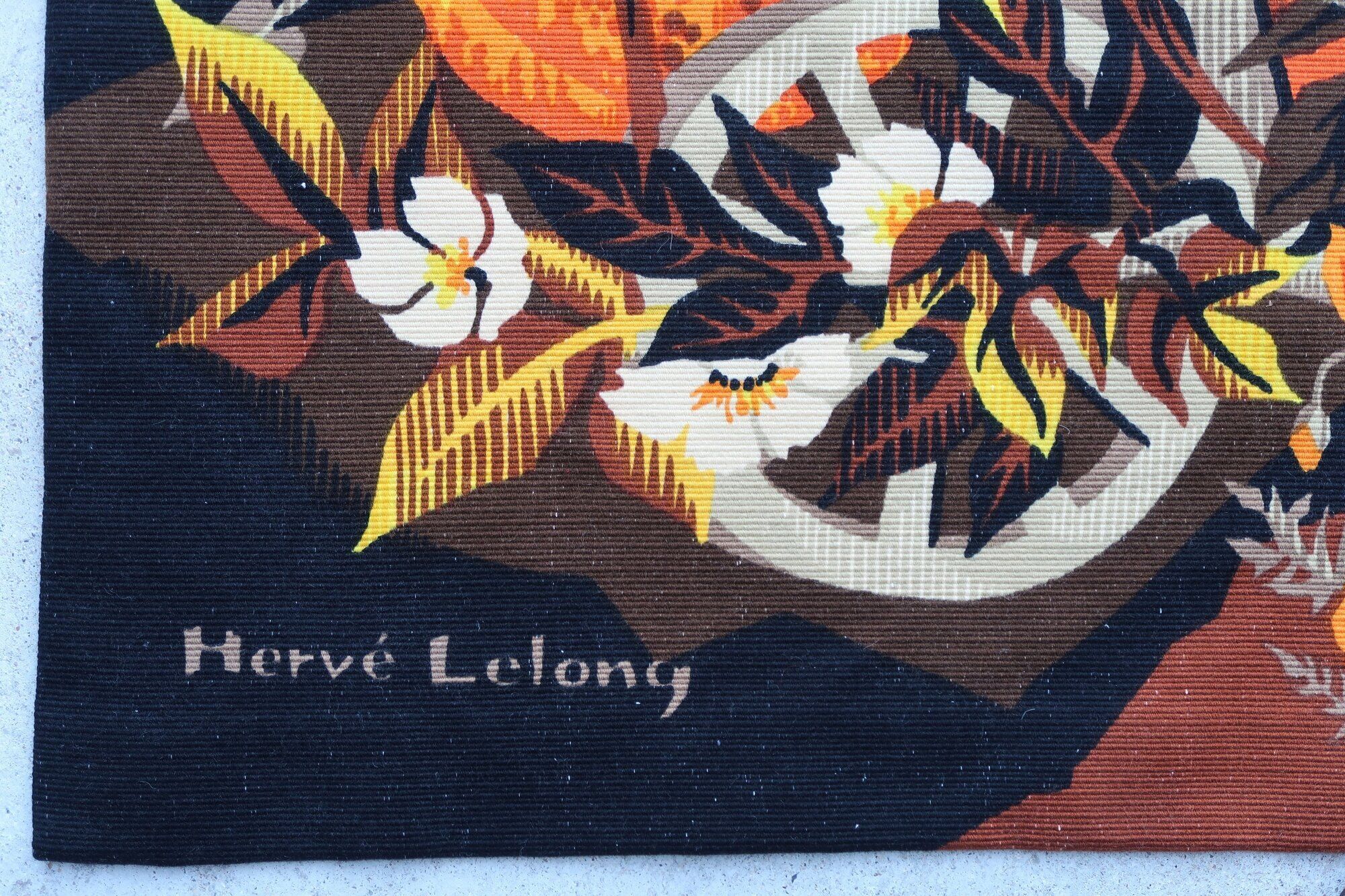French tapestry Aubusson Robert Four Herve Lelong "Fruits de l'Ete" 1950