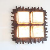 Scandinavian style wall lamp in wood and fabric, 1970