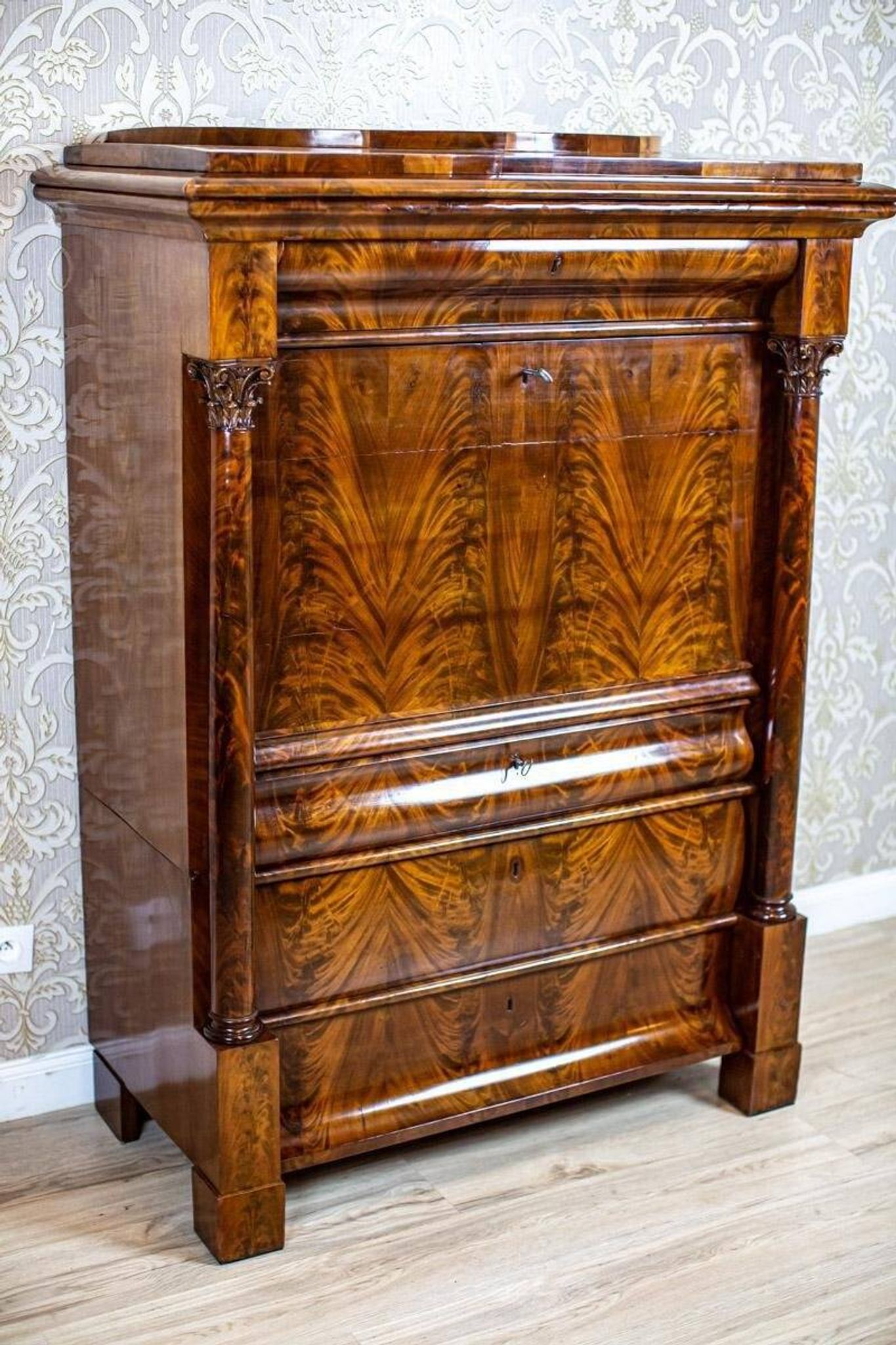 Secrétaire en acajou Biedermeier antique, 1850
