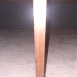 Round marquetry pedestal table with 2 shelves