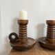 Pair of turned wooden candlesticks from the 70s