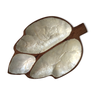 Mother-of-pearl and wood bowl