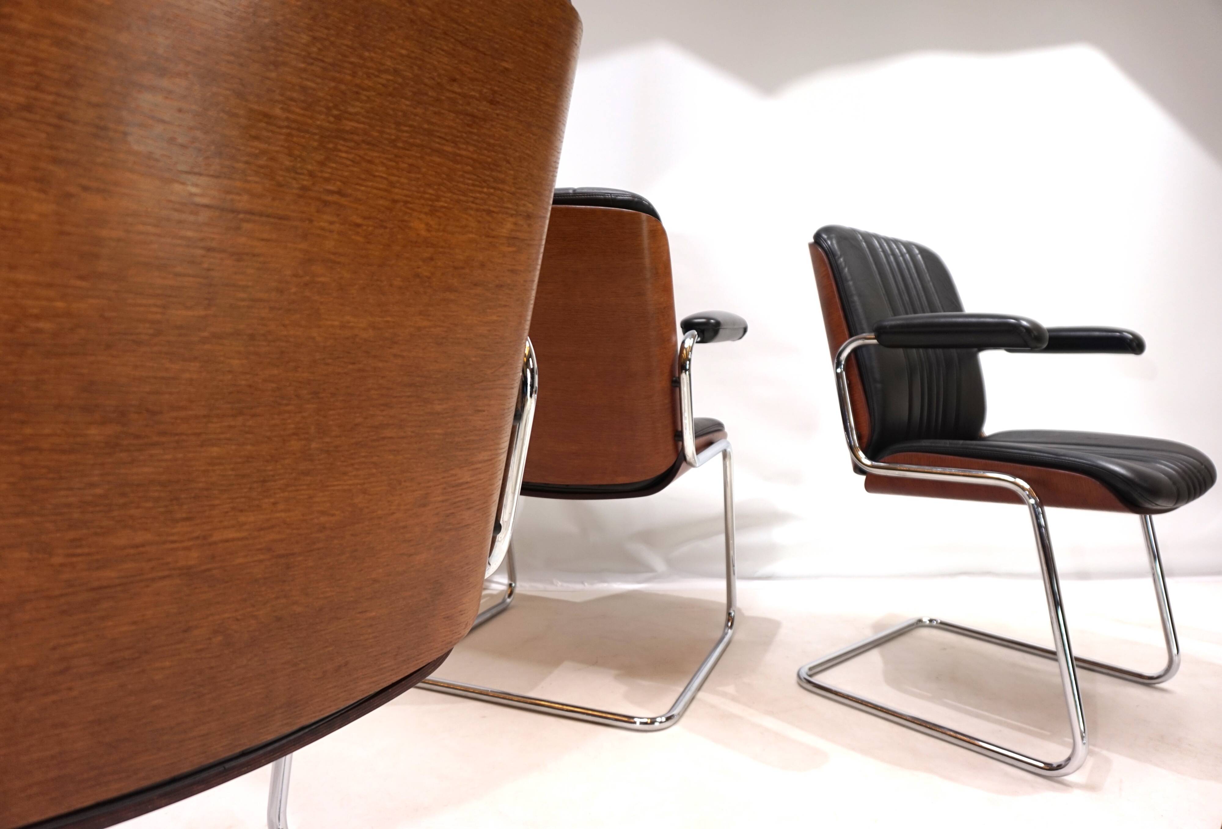 Set of 4 Martin Stoll Leather Dining/Conference Chairs by Professor Karl Dittert