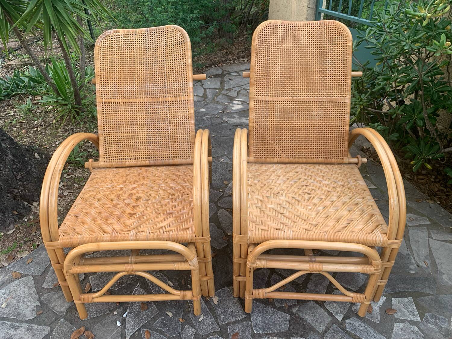 Vintage rattan lounge chairs