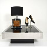 Willy Rizzo style black and chrome coffee table