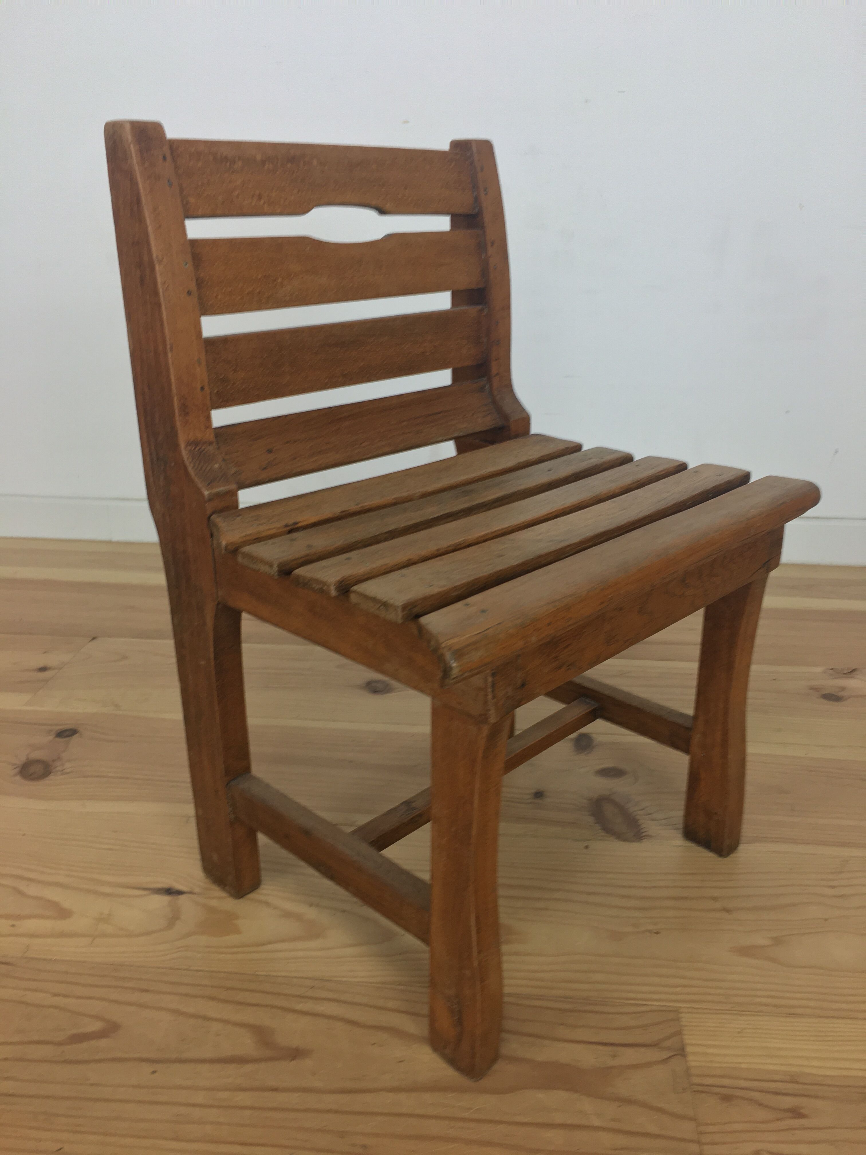 Children's wooden slatted chair