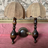 Wall lamp double wood turns 80s