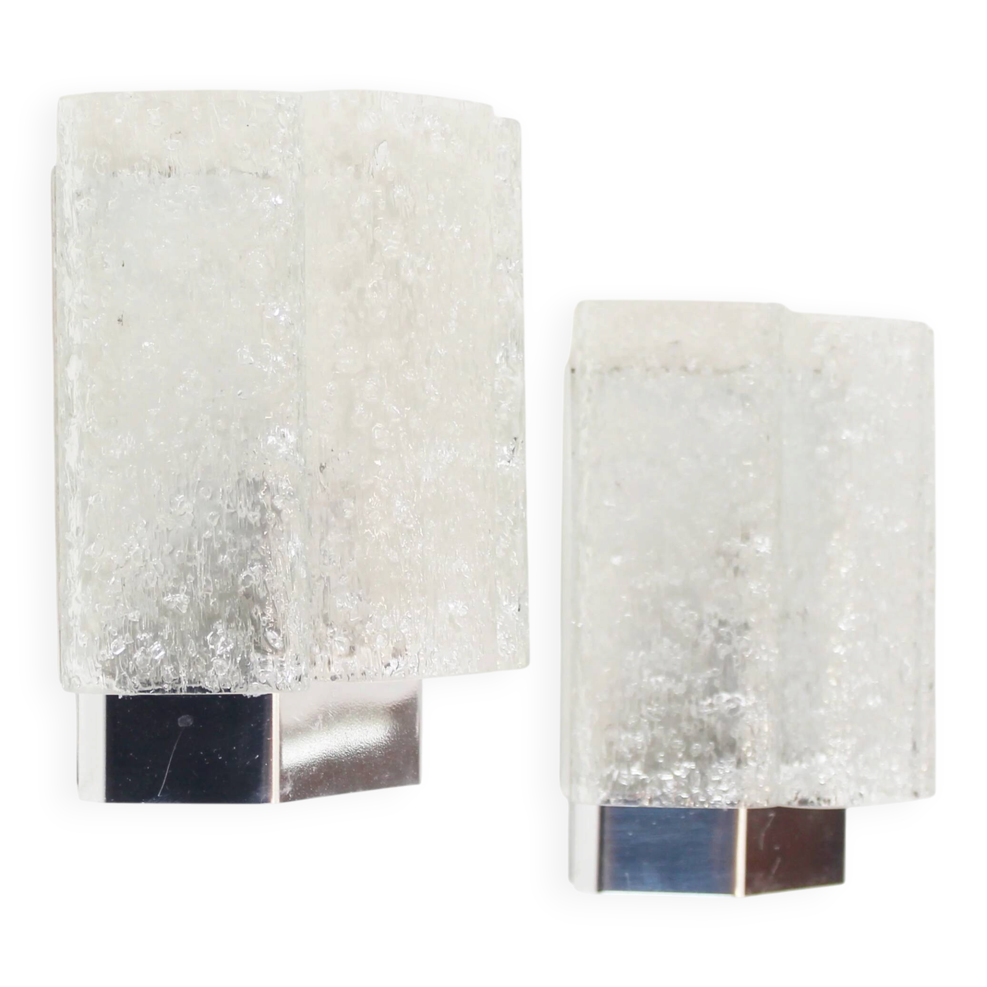 Pair of 'ice glass' wall lamps by Doria Leuchten