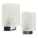 Pair of 'ice glass' wall lamps by Doria Leuchten