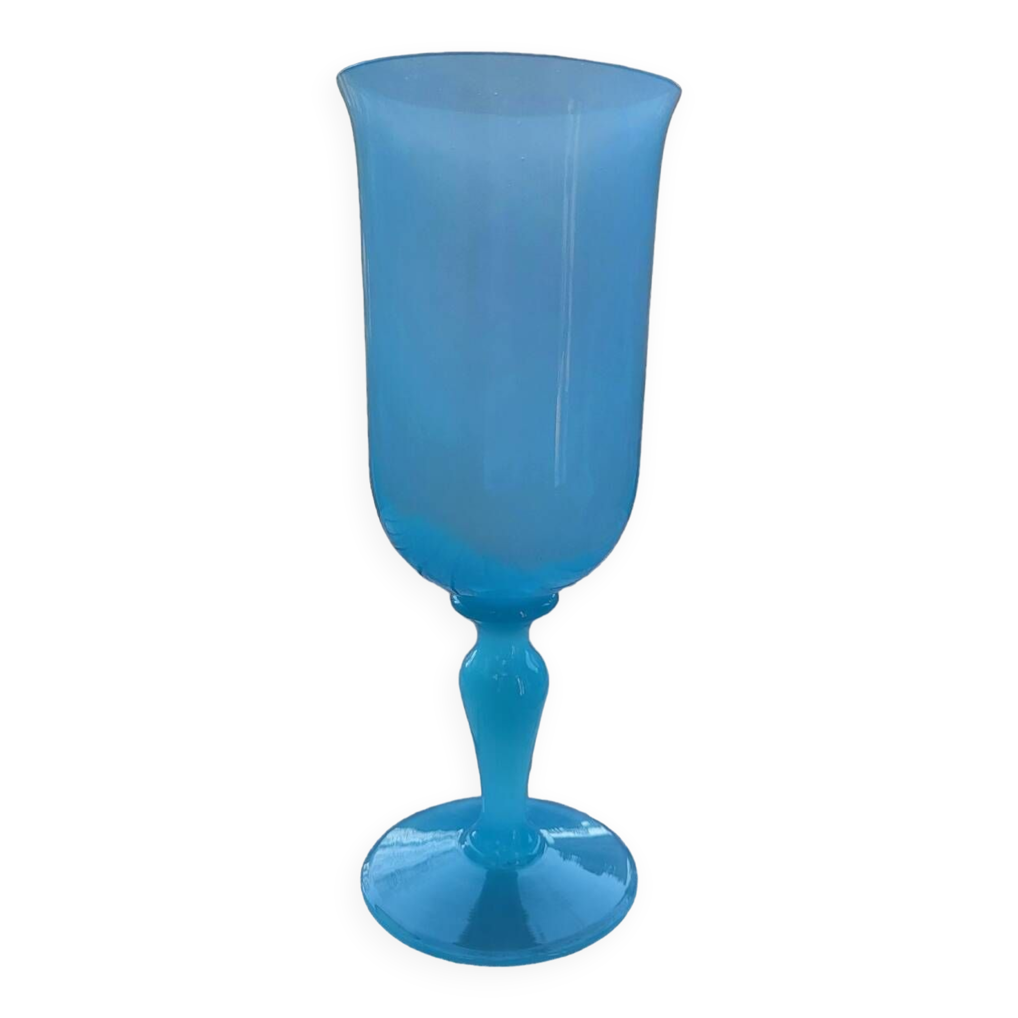 Blue opaline chalice vase
