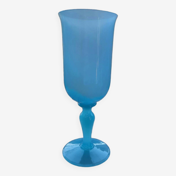 Blue opaline chalice vase