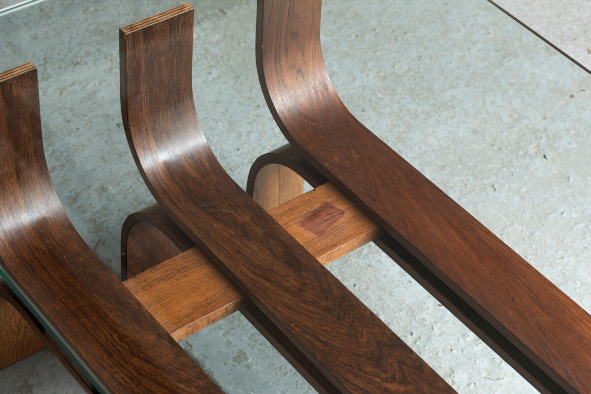 Coffee table with a steam-bent base by Ilse Möbel, 1960’s