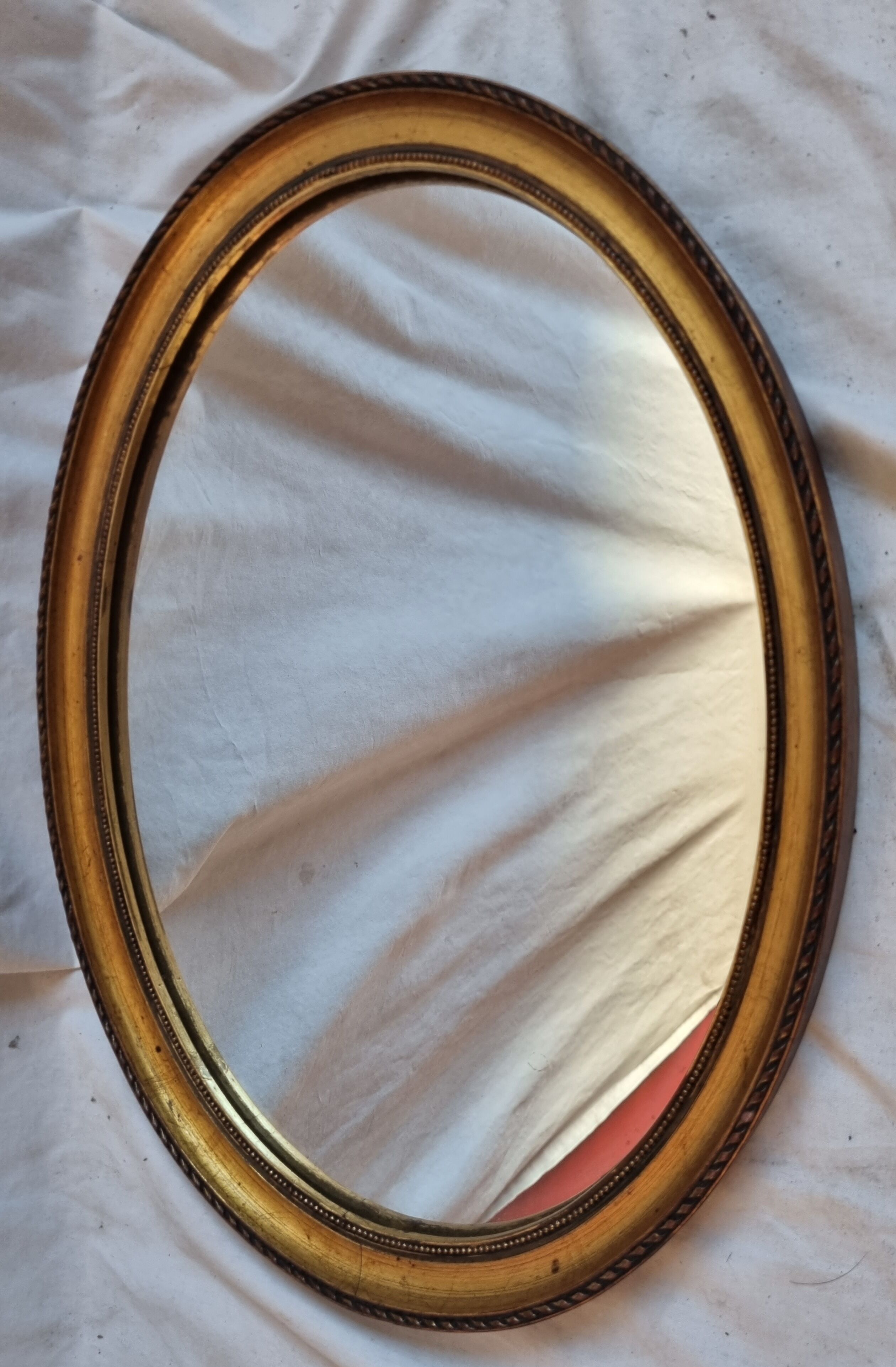 Oval mirror gilded wood, 44x34 cm