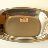 Serving plate and serving bowl, made in stainless steel, Vintage from the 1970s