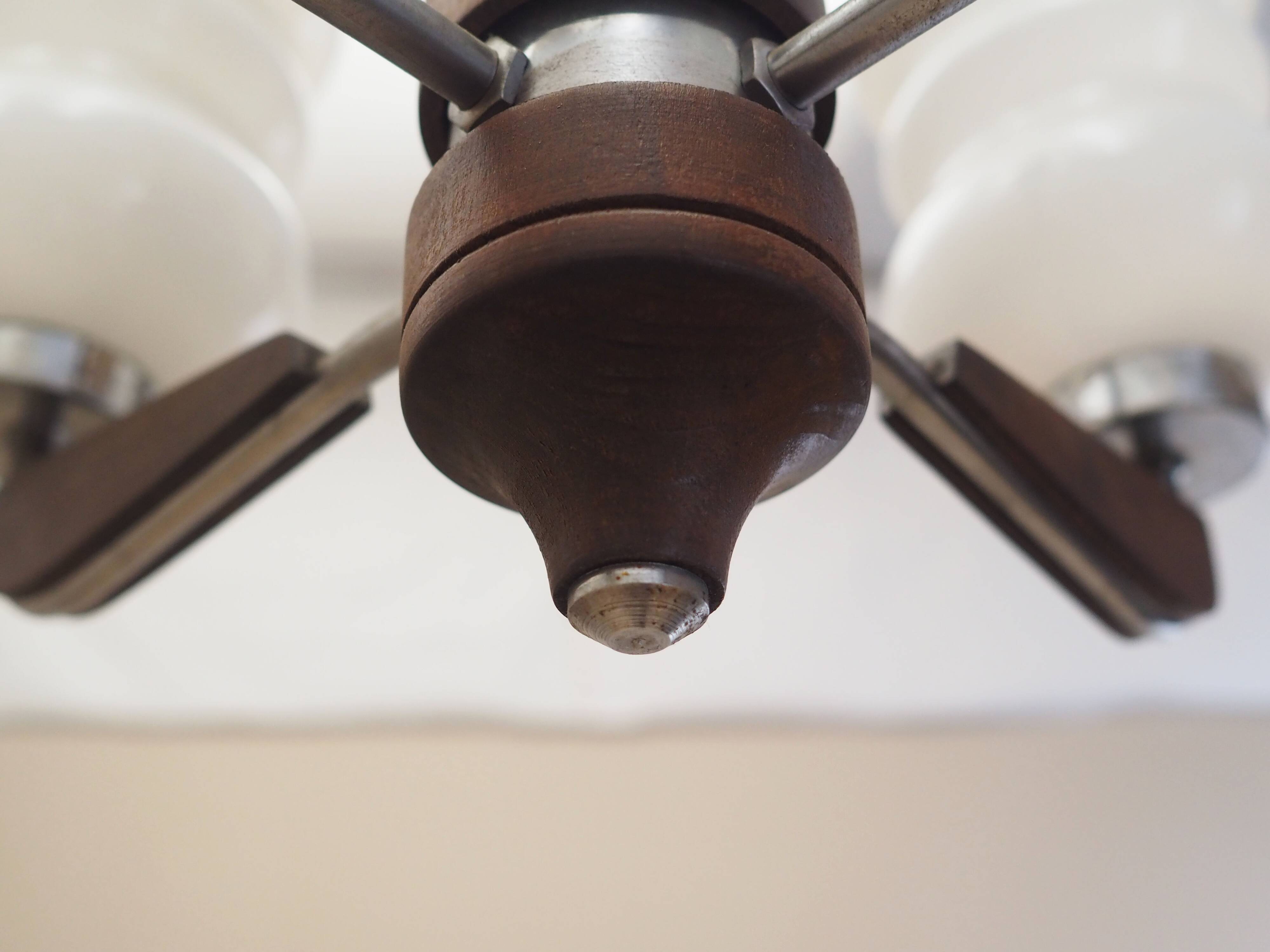 Wooden chandelier, Danish design, 1970s, production: Denmark