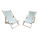 Pair of sun loungers with vintage blue blue stripes