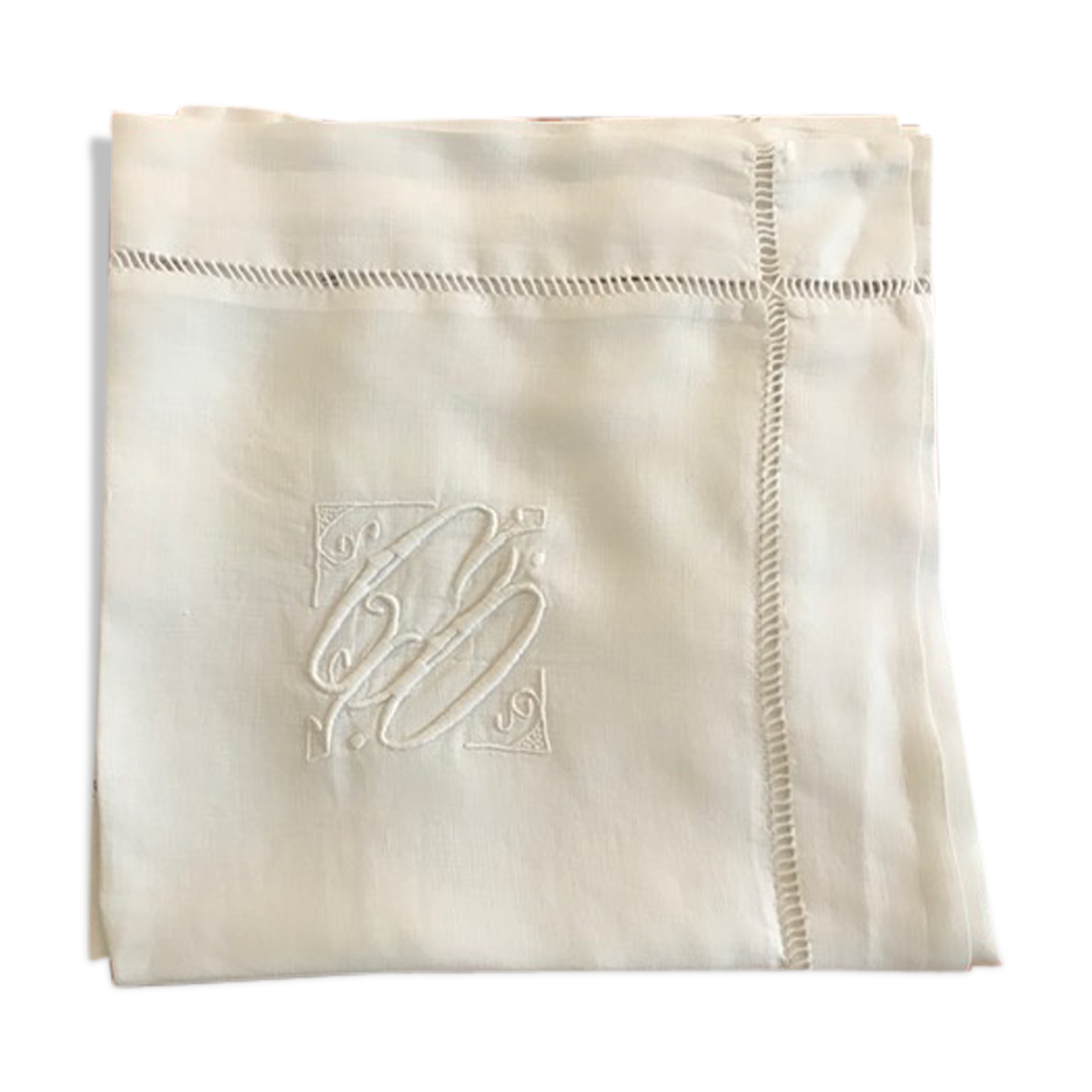 Old-day linen taie monogrammed scale GD