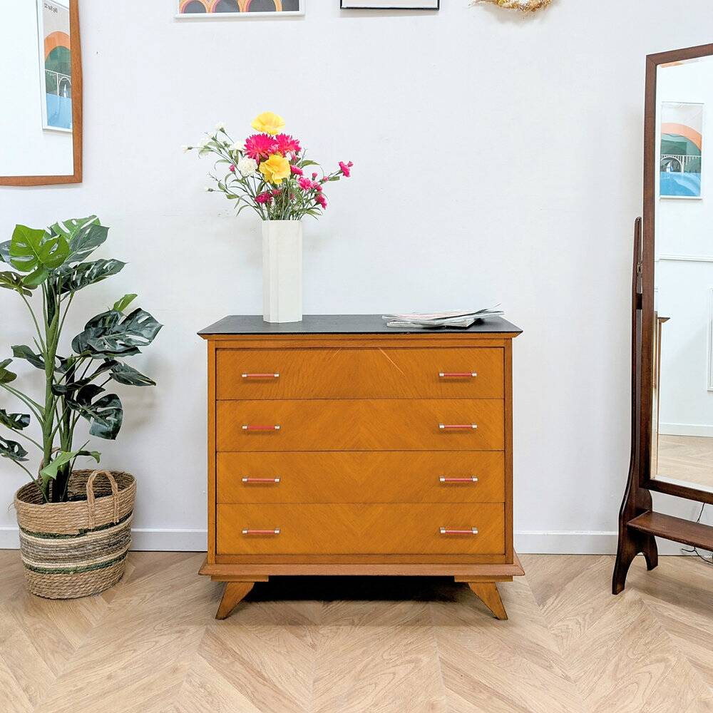 Commode poignées bakélite rouge