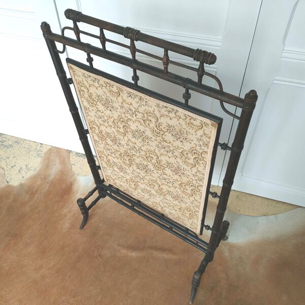 Paravent cheminée Napoléon III en bois façon bambou