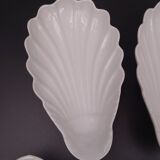 Set of 7 cups in white porcelain and in the shape of a shell - Pillivuyt around 1940