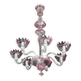 Wonderful Vintage Pink Venetian Chandelier Murano Glass 7 arms