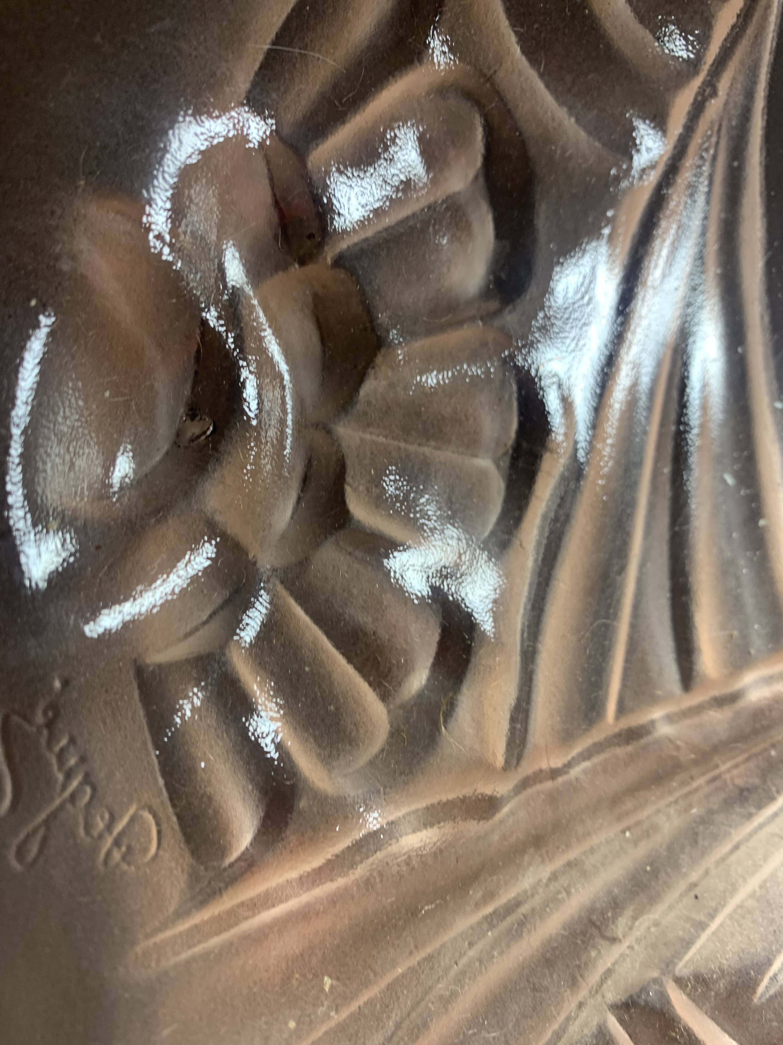 Art Deco Suspension Lamp in Pastel Pink Frosted Glass Signed Degué France 1930s