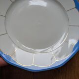Set de 7 assiettes vintage anciennes à dessert  bleu doré porcelaine