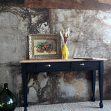 Console raw wood and absolute black