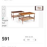 Mahogany coffee table / end table with rattan spacer shelf