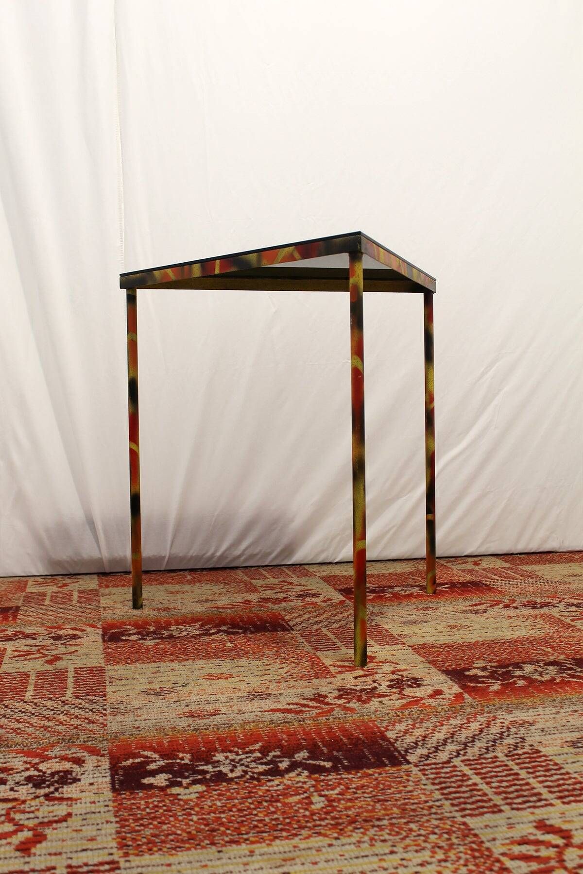 Vintage Eastern Bloc industrial side table, metal & wood accent table